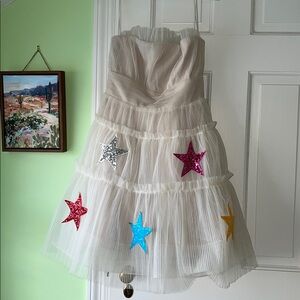 Blue b star strapless mini dress small